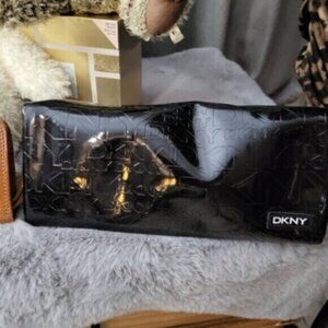 DKNY Black clutch purse Faux Patent Leather